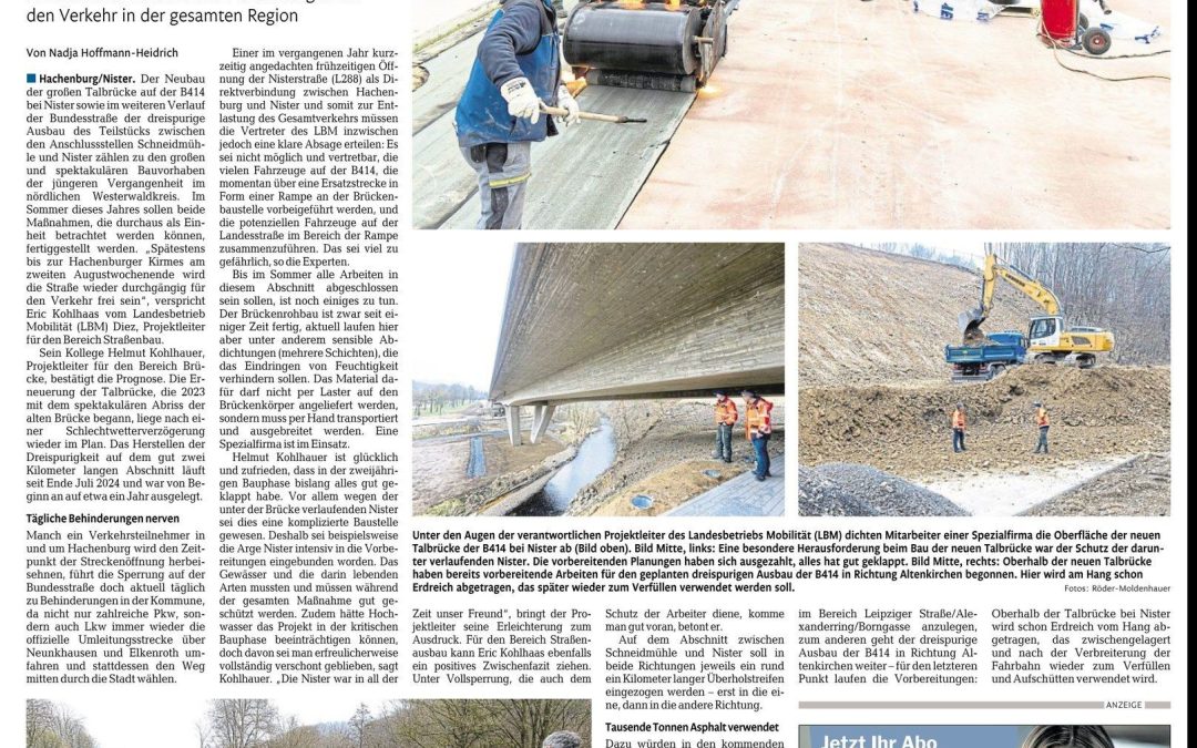 B414: Talbrücke und Straße im Sommer fertig