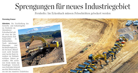 Sprengungen für neues Industriegebiet